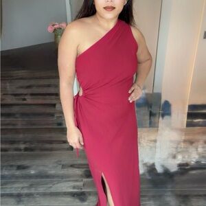 Elegant One-Shoulder Red Dress